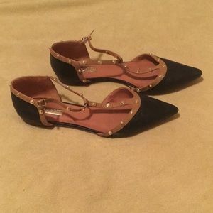 Halogen studded flats (black/tan), size 9.5